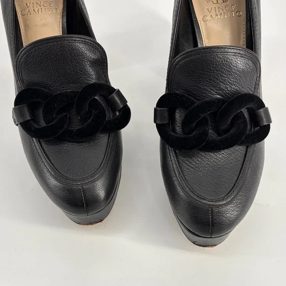 Vince Camuto Gathie size 8 Black Leather heeled loafers - Picture 11 of 12
